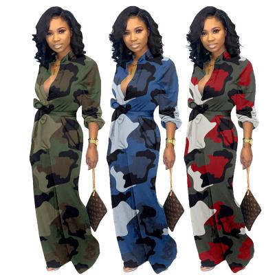 China Hot-selling Breathable Spring Autumn Fashion Overalls One-Piece Women Loose Long Sleeve Wide Leg Camouflage Stylish Overalls for sale