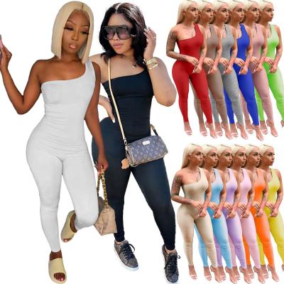 China Sleeveless Sports Breathable Spring Fitness Jumpsuits And Rompers New Summer Women's Sexy Off The Shoulder Overalls For Women for sale