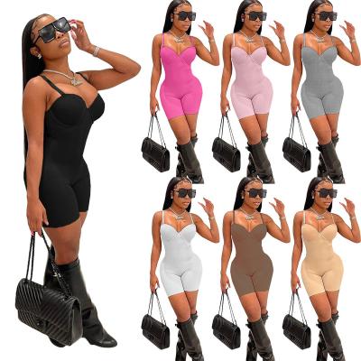 China Women 2023 backless overalls shorts summer women jumpsuit low back halter chest jumpsuit new arrival sexy women breathable sportswear for sale