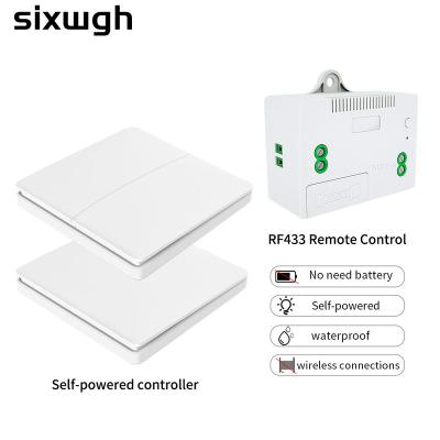 China No Need Battery SIXWGH Wireless Wall Switch1/2gang No Push Battery Self-Powered Bottom Panel Waterproof Lamp Switch 10A for sale