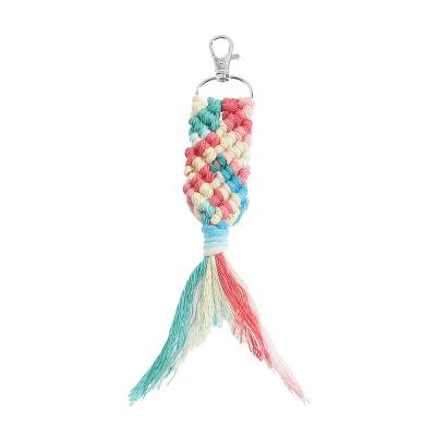 China Wholesale Women's Luxury Bohemian Cotton Manufacturers Handmade Colorful Mermaid Yarn Keychains for sale