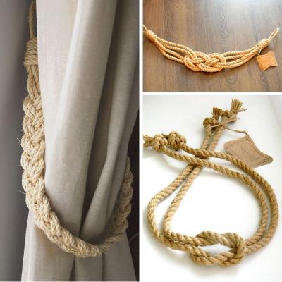 China Contemporary Boho Farmhouse Cotton Macrame Curtain Ties Natural Macrame Rope Curtain Tiebacks for sale