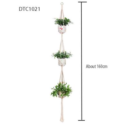 China Contemporary Handmade Planter Holder Hanger Wooden Macrame Plant Display for sale