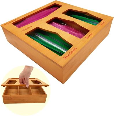 China Customized Viable Bag Storage Organizer for Drawer or Wall Mount, Compatible Bamboo Baggie Organizer for sale