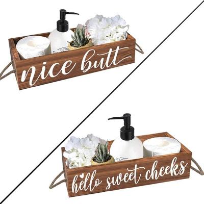 China Funny Rustic Farmhouse Bathroom Decor Toilet Paper Holder Farmhouse Bathroom Decor Home Decor Box 2 Sides for sale