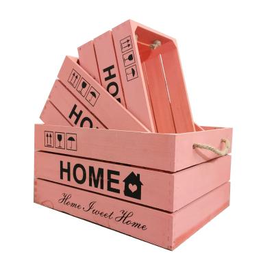 China Traditional Farmhouse Kitchen Decor Basket Crates Wooden Countertop Pantry Organizer Fruit Produce Bread Storage for sale