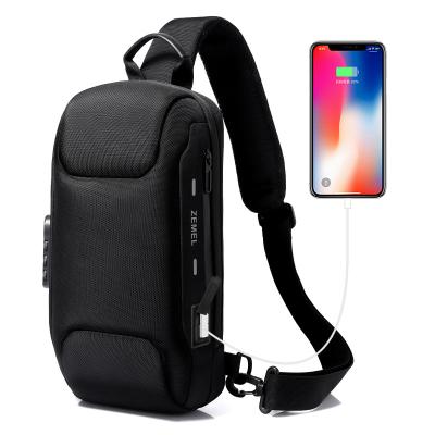 China Waterproof New Arrival Custom High Quality Chest Bag For Men Outdoor Sports Waterproof Men's Chest Bags With USB Charting Port for sale