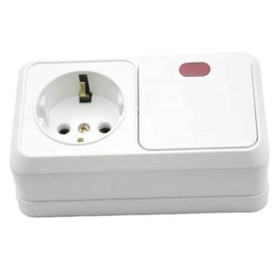 China Residential / Multipurpose Outdoor Type Wall Switch With European Schuko Socket Wall Switch With Indicator + Socket With Grounding for sale