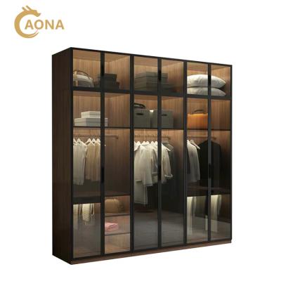 China Factory direct durable manufacture glass wardrobe with led light for sale