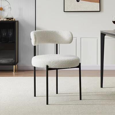 China (Others) Modern Adjustable Upholstered Dining Accent Buckle Side Chair Metal Iron Legs Chair Ivory Dining Chairs For Dining Room for sale