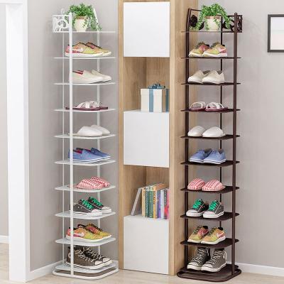 China Wholesale Modern Simple Living Room Furniture Storage Rack Fashion Metal Shoecase White Bronze Stand for sale