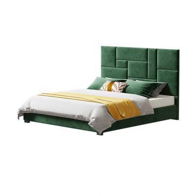 China Luxury European Storage Modern Design Fabric Velvet Green Headboard King Size Bed Frame Queen Size Kids Beds Bedroom Furniture for sale