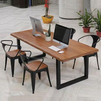 China Wholesale Hot Modern Simple Brown Solid Wood Color Black Maintain.environmental Library Office Furniture Sturdy Wood Meeting Table for sale