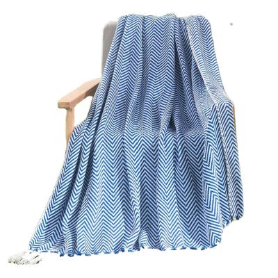 China PORTABLE Lightweight Soft Herringbone Summer Throw Blanket With Tassels for sale