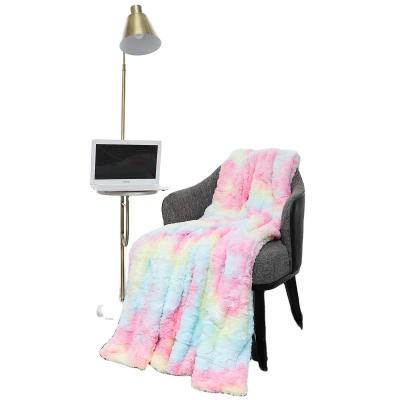 China 2021 New Style Rainbow Comforter Tie Dye Folded Air Conditioning Blanket For Winter Super Soft Faux Fur Blanket for sale