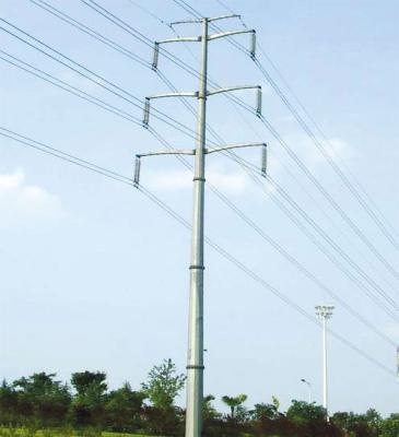 China Q355 / Q255 Steel Hot Dip Galvanized Steel Electricity Pole Power Transmission Line Tubular Tower for sale