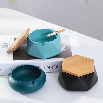 China Custom Logo Ash Tray For Home Accessories Smoking Ceramic Ashtray Nordic Luxury Daily Life Home Ashtray With Lid for sale