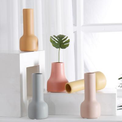 China Modern Nordic Ceramic Vase Home Style Minimalist Creative Customized High Quality Geometric Flower Pot For Living Room Indoor Decorative for sale