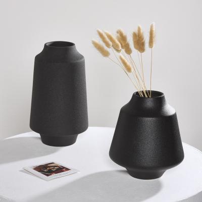 China Wholesale Minimalist Black Ceramic Vases in Matt Classic Desktop Home Furnishings for Indoor and Outdoor Home Decor for sale