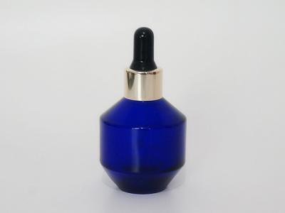 China Wholesale Boston Round 1OZ 30ml Cobalt Blue Glass Cosmetic Bottle With Bulb Glass Dropper Pipettes For CBD Oil Serum for sale