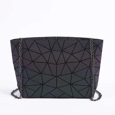 China Durable Hot Sale Geometric Luminous Purses and Purse For Women Bag Backpack Wallet Tote Bags Holographic Reflective Clutch Set for sale