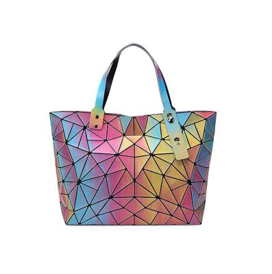 China Portable Luxury Colorful Neon Reflective Handbags For Women Large Capacity Tote Bags Ladies Crossbody Shoulder Bag for sale