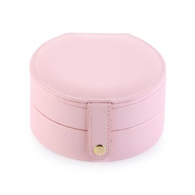 China Small Handmade Logo Pu Leather Portable Jewelry Wholesale Custom Box Travel Jewelry Organizer Necklace Ring Earring Storage Case for sale