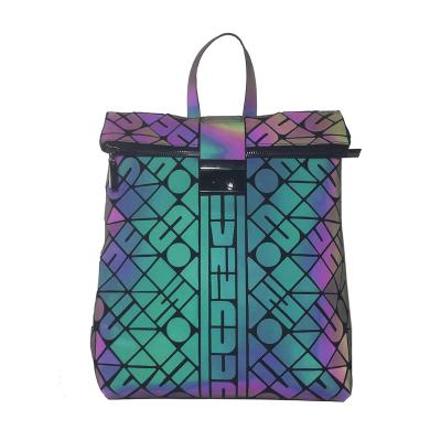 China High Geometry Laser Durable Light Rainbow Hologram Reflective Backpacks Casual Travel Man And Women Luminous Fashion Luxury Schoolbag for sale