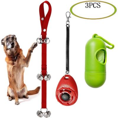 China Viable Hot Selling Amazon Door Bell Rope, Adjustable Leash Dog Bell, Dog Bells with Clicker and Dog Waste Bags for sale