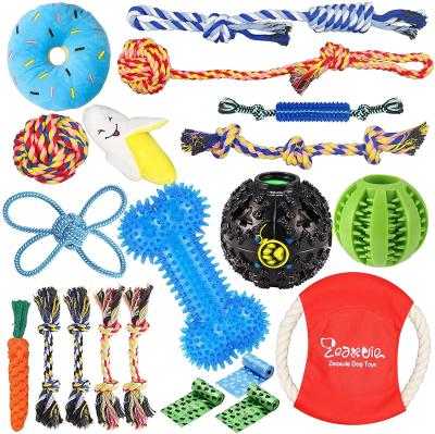 China Durable Cotton Rope Dog Toys Set, Squeak Puppy Chew Toys, Durable Dog Rope Toy for Medium and Small Doggie for sale