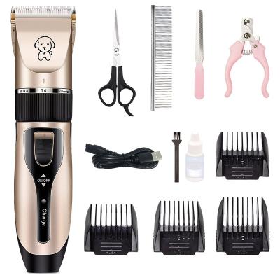 China Sustainable rechargeable low noise electric dog clipper set with nail clipper, comb and nail file, for sale