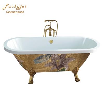 China Indoor Tub Colored Acrylic Classic Royal Design Freestanding Bathtub With Steel Clawfoot for sale