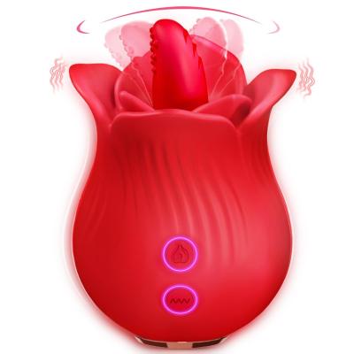 China Woman Women Rose Vibrators With 2 in 1 Functions 10 Frequency Vibrations & Sucking Modes Sucker for sale