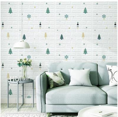 China Hot Selling Waterproof+ECO-Friendly+Self-adhesive 77*70cm XPE FROS Self Adhesive Waterproof Wall Paper 3D Design Colorful Brick for sale