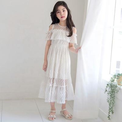 China Anti-wrinkle Summer Baby Dress Cute Princess Dress Girls Kids Wedding Party Line White One-Piece Dresses For Girls Age 4-16 Years for sale