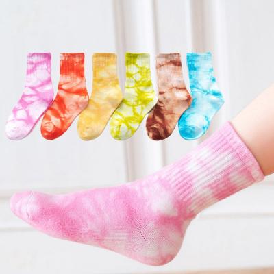 China Breathable Fashion Cotton Tie Dye Kids Baby Socks for sale