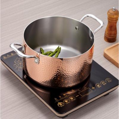 China CONTEMPORARY FULL COATING COPPER COOKWARES WITH 304 SS OUTER INSIDE AND CASTED DIE CASTED HANDLES for sale