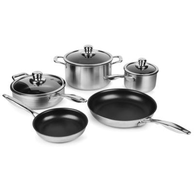 China Sustainable Triple SS Stainless Steel Cookware With Non Stick Coating for sale