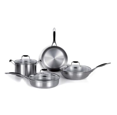 China Substantial Stainless Steel Bottom Cookware Complete Sandwich Tri_Ply Set for sale