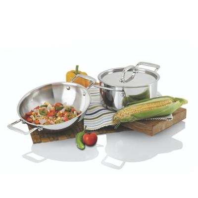 China Metal Stainless Steel Tri Ply Cookware Set With 304 SS Inner Layer for sale