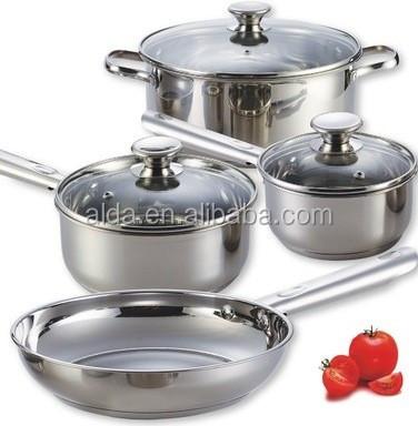 China Triple Metal Stainless Steel Cookware Set with SS Handle and SS Lid for sale