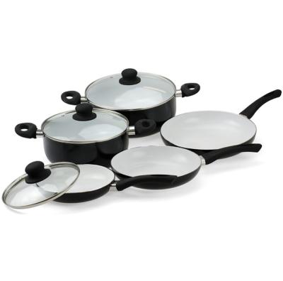 China Metal Forged Aluminum Cookware Set with Ceramic Coating Soft Touch Bakelite Handle and Induction Bottom for sale