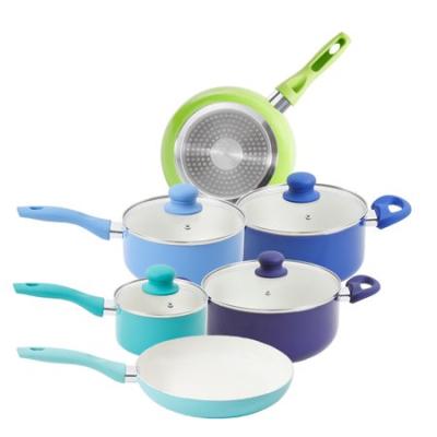 China Metal Forged Aluminum Cookware Set With Induction Bottom And Soft Touch Bakelite Handle And Ceramic Coating for sale