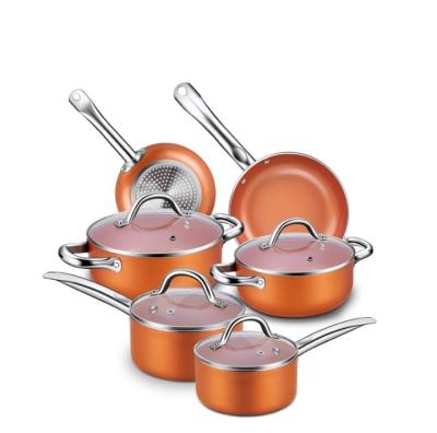 China Sustainable Press Aluminum Cookware Set With Nonstick Coating And Induction Bottom for sale