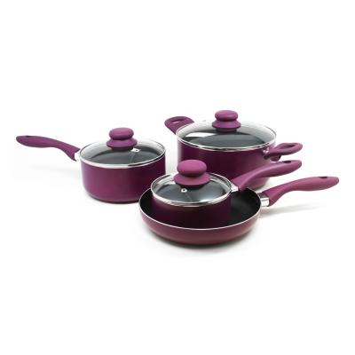 China New sustainable aluminum kitchen cookware set with ceramic coating and induction bottom for sale