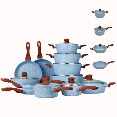 China New Metal Kitchen Aluminum Cookware Set With Ceramic Coating And Induction Bottom for sale