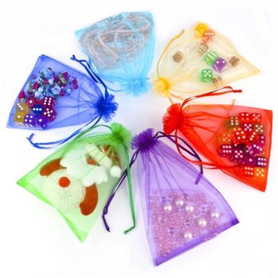 China Household 4x5 Inch 10x12cm 24 Colors Ready To Ship Small Package Eco Nylon Drawstring Organza Gift Promotional Bags for sale