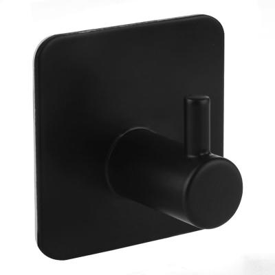 China Magic CLASSIC Hot Selling Heavy Duty Stainless Steel Matte Black Square Bottom Self Adhesive Towel Hook for sale