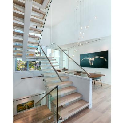 China Pretty Metal Stringer Staircase Modern GOBO Design Mono Beech Stair Tread Design for sale