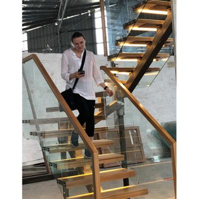 China Modern Anti-Slip Marble Glass Step Stringer Outdoor Installation Perforated Steel Floating Stair Step for sale